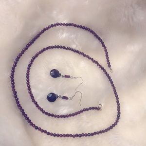 Garnet necklace with earrings set